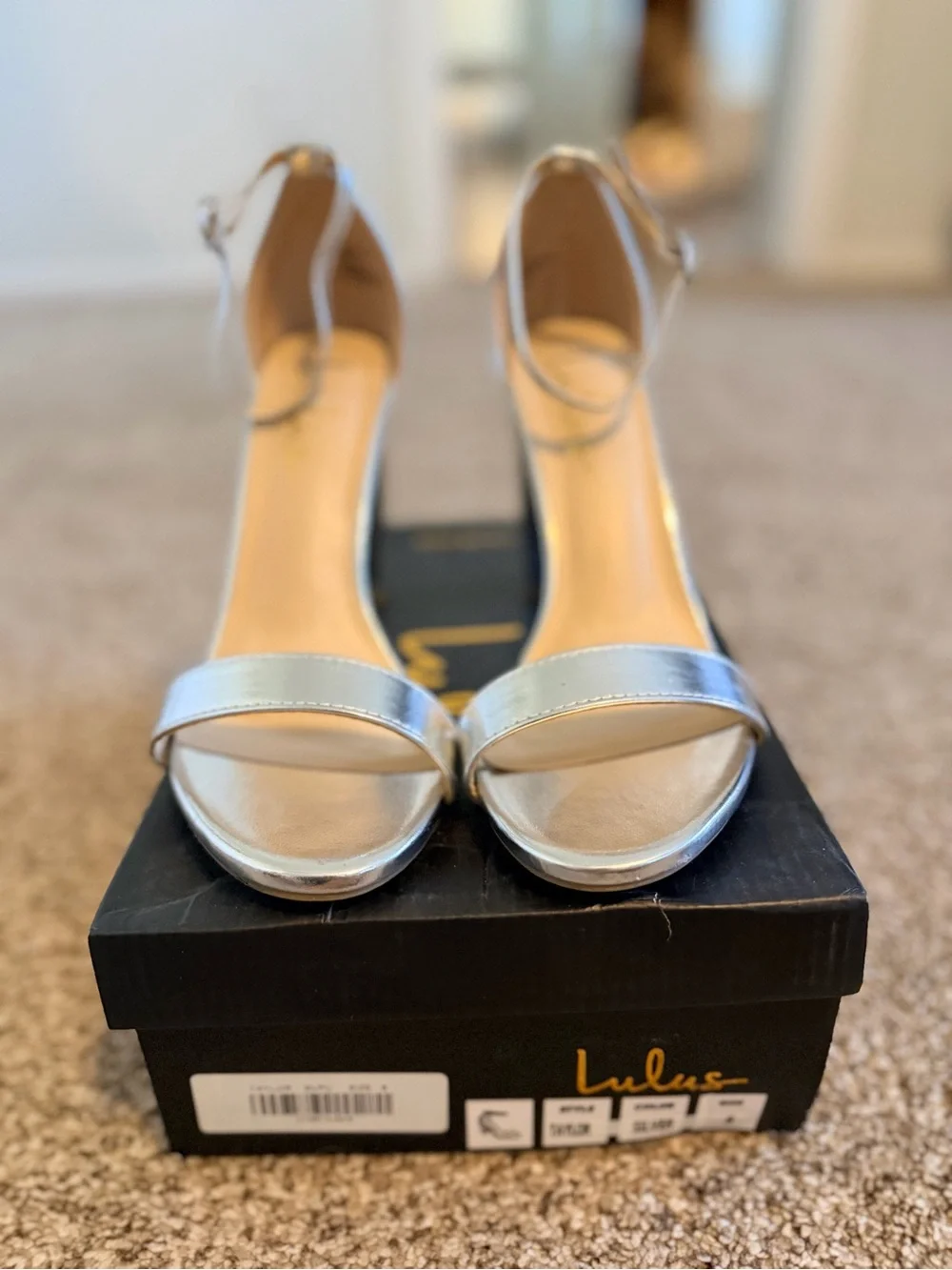 Lulu's Silver Open-Toe Ankle-Strap Heels